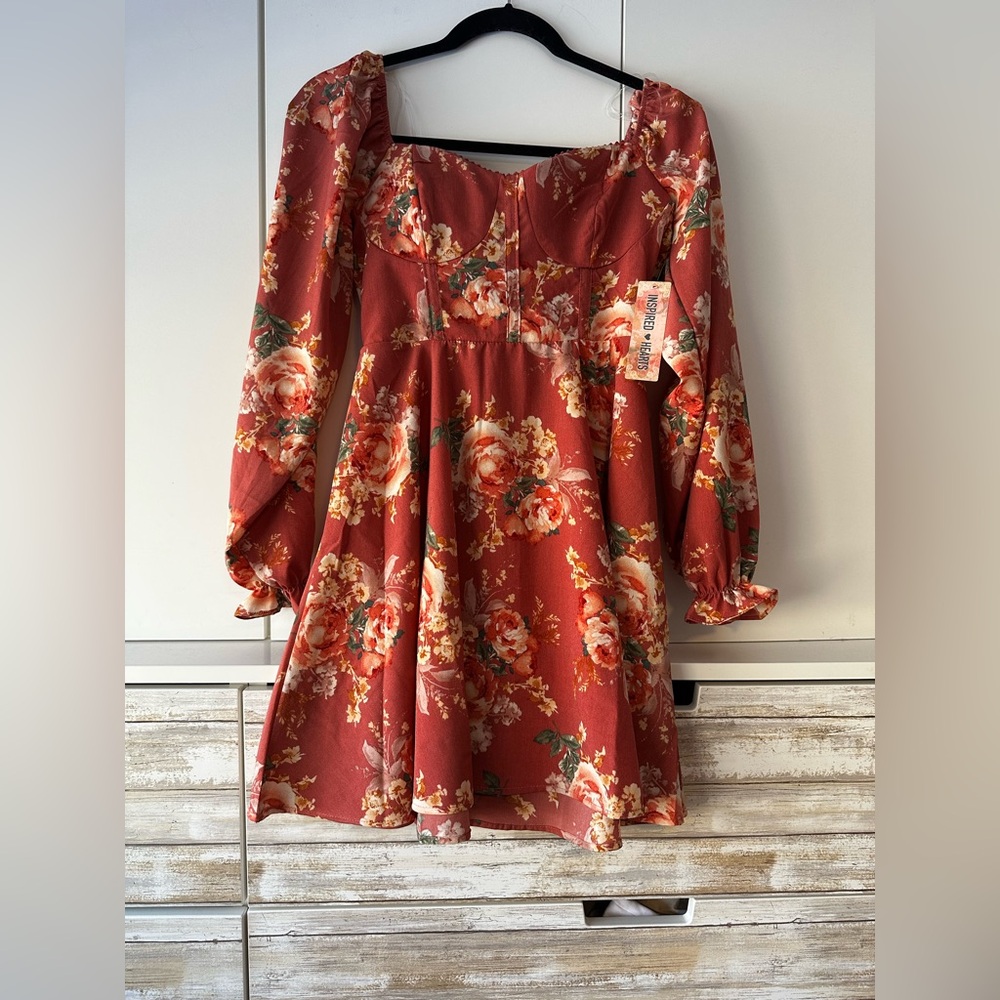 🌸 NWT Inspired Hearts Floral Babydoll Dress Medium